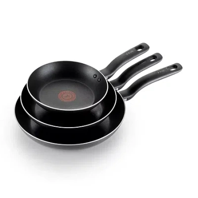 T-fal 3-pc. Non-stick Frying Pan In Black
