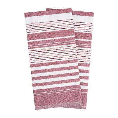 T-fal Dual Terry Stripe 2-pc. Kitchen Towel Set In Red