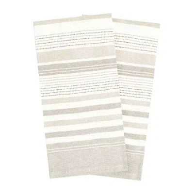T-fal Dual Terry Stripe 2-pc. Kitchen Towel Set In Sand