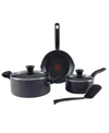 T-fal Initiatives Aluminum 6 Piece Cookware Set In Black