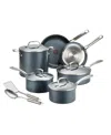 T-fal Platinum Aluminum 12 Piece Nonstick Cookware Set With Induction Base In Gray