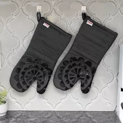 T-fal Silicone 2-pc. Oven Mitt Set In Black