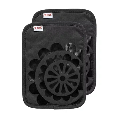 T-fal Silicone 2-pc. Pot Holder Set In Black