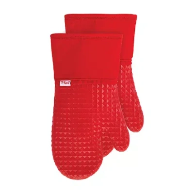 T-fal Silicone Waffle 2-pc. Oven Mitt Set In Red