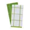 T-fal Solid & Check Parquet 2-pc. Kitchen Towel Set In Green