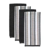 T-fal Solid And Stripe Waffle 4-pc. Kitchen Towel Set In Black
