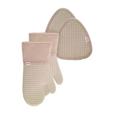 T-fal Waffle 4-pc. Mitts And Pot Holder Set In Brown