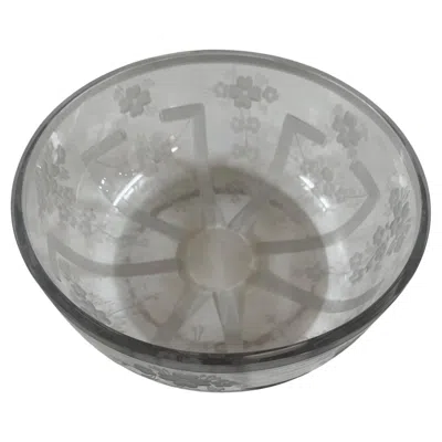 Pre-owned T. G. Hawkes & Co. Vintage Etched Floral Cut Glass Bowl By T.g. Hawkes & Co., 8 Diameter" In Gray