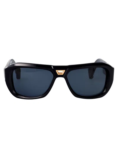 T Henri Blue Cellulose+titanium+gold Sunglasses In Black