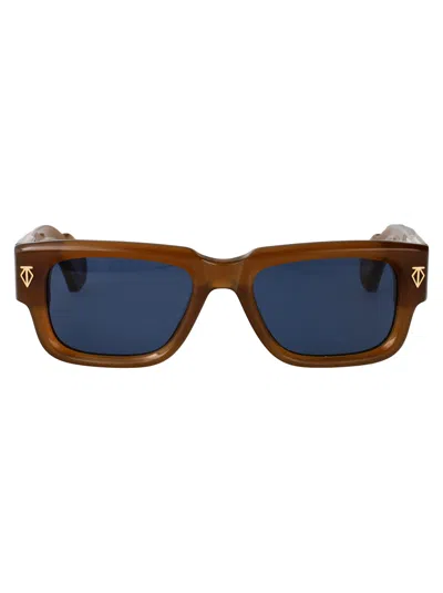 T Henri Brown Acetate Sunglasses In Gold