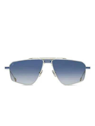 T Henri Eyewear Drophead 几何形镜框太阳眼镜 In Silver