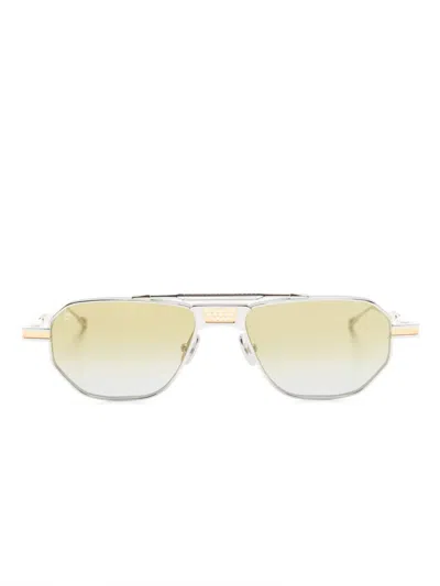 T Henri Eyewear Logo-print Square-frame Sunglasses In Silver