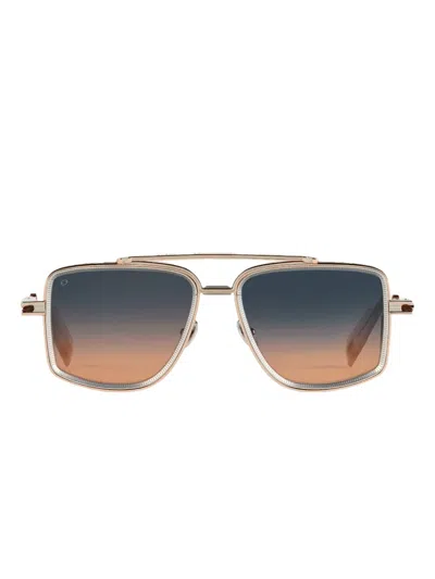 T Henri Eyewear Mulsanne Square-frame Sunglasses In Gold
