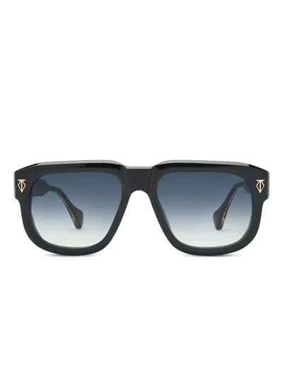 T Henri Eyewear Valor 金色细节方框太阳眼镜 In Black
