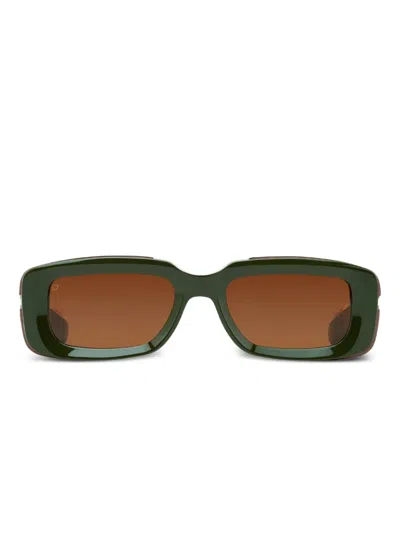 T Henri Eyewear Yurus 长方形框太阳眼镜 In Green