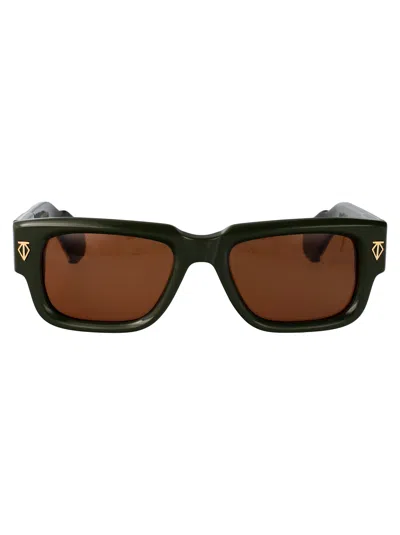 T Henri Olive Green Acetate Sunglasses In Black