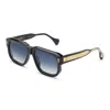 T Henri Blk With Gold Acetate Sunglasses In Obsidian