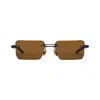 T Henri Women's Black / Brown  |evija |black & Brown Limited Edition Rectangle Rimless Sunglasses