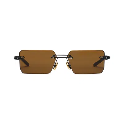 T Henri Women's Black / Brown  |evija |black & Brown Limited Edition Rectangle Rimless Sunglasses