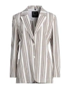 T-jacket By Tonello Woman Blazer Khaki Size S Cotton, Linen, Elastane In Beige