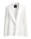 T-jacket By Tonello Woman Blazer White Size Xl Cotton, Linen, Polyester, Elastane In White