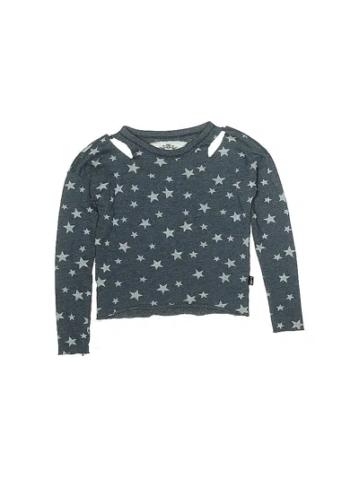 Pre-owned T-love Kids' Long Sleeve Top Gray Stars Pattern Keyhole Neckline Tops