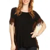 T Party Dip Dye Fringe Top In Black In Black