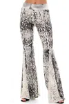 T Party Mermaid Lace Inset Print Bell Bottom Pants In Black In White