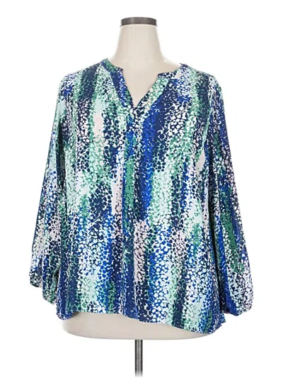 Pre-owned T Tahari 3/4 Sleeve Blouse In Blue