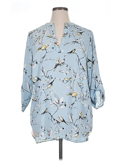 Pre-owned T Tahari 3/4 Sleeve Blouse In Blue