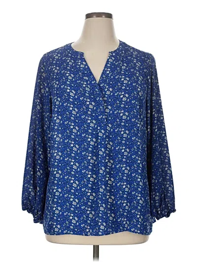 Pre-owned T Tahari 3/4 Sleeve Blouse In Blue