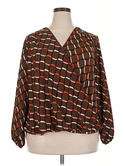 Pre-owned T Tahari 3/4 Sleeve Blouse In Brown