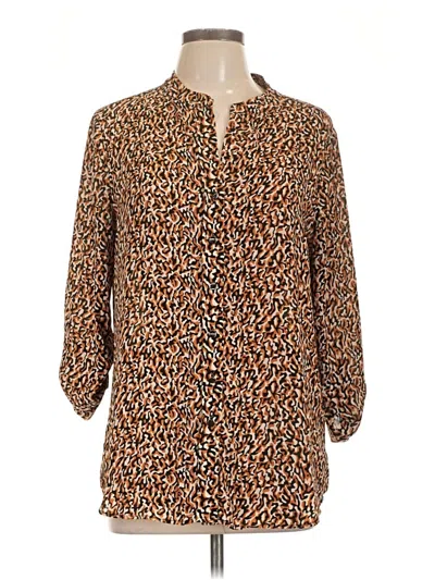 Pre-owned T Tahari 3/4 Sleeve Blouse In Brown
