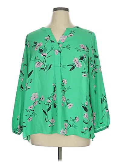 Pre-owned T Tahari 3/4 Sleeve Blouse In Green