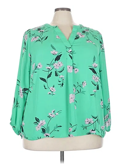 Pre-owned T Tahari 3/4 Sleeve Blouse In Green
