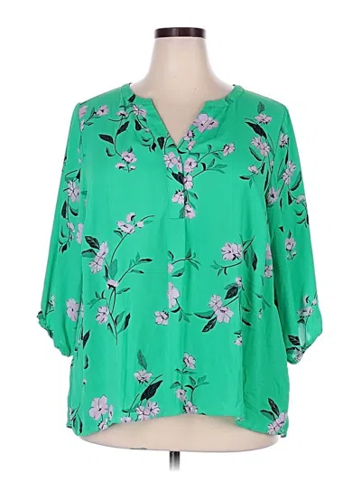 Pre-owned T Tahari 3/4 Sleeve Blouse In Green