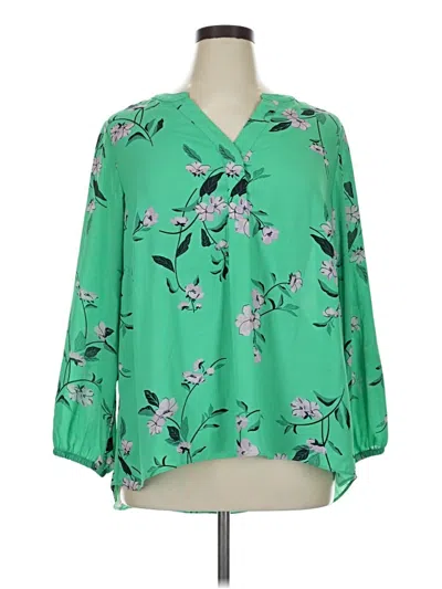 Pre-owned T Tahari 3/4 Sleeve Blouse In Green