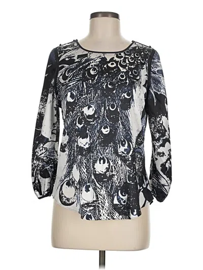 Pre-owned T Tahari 3/4 Sleeve Blouse In Silver