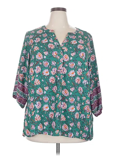 Pre-owned T Tahari 3/4 Sleeve Blouse In Teal