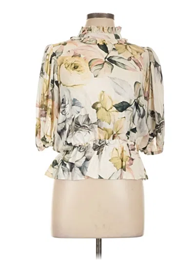 Pre-owned T Tahari 3/4 Sleeve Blouse In White