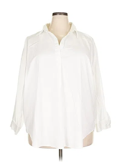 Pre-owned T Tahari 3/4 Sleeve Button Down Shirt In White