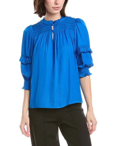 T Tahari 3/4-sleeve Crewneck Blouse In Blue