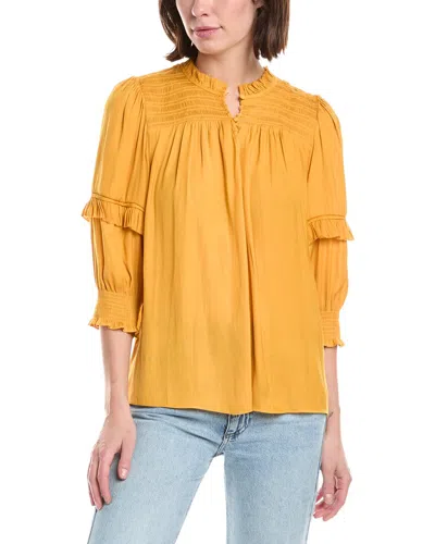 T Tahari 3/4-sleeve Crewneck Blouse In Gold