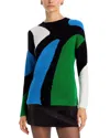 T Tahari Abstract Color Block Sweater In Bay Blue/garden Grove