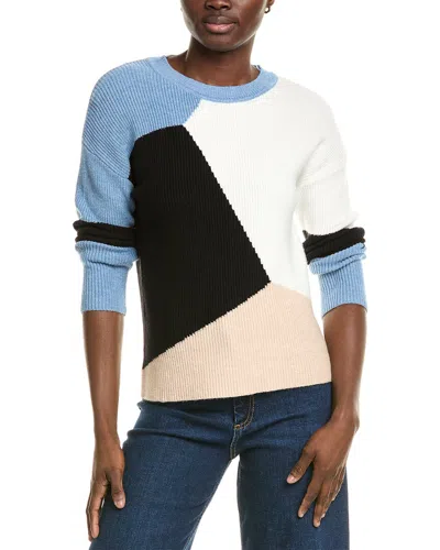 T Tahari Abstract Colorblocked Sweater In Blue