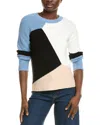 T Tahari Abstract Colorblocked Sweater In Blue