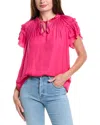 T Tahari Airflow Blouse In Pink