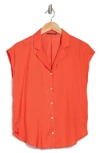 T Tahari Airflow Button-up Camp Shirt In Flame