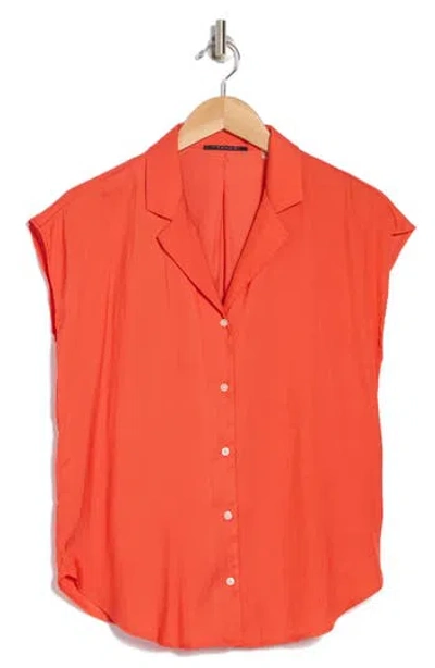 T Tahari Airflow Button-up Camp Shirt In Flame