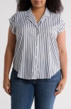 T Tahari Airflow Camp Shirt In Gray